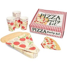Pizza Party Supplies Kit - Disposable Pizza Plates, Napkins & Cups - Themed P...