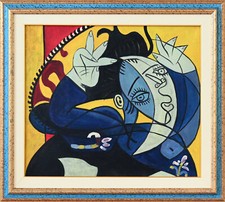 Pablo PICASSO - RAGAZZA SUL CUSCINO 57x67 cm Copia olio dipinto quadro cornice