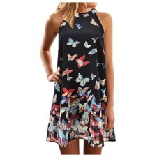 Abito corto con stampa a farfalle