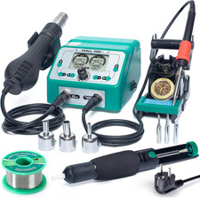 938BD-I Stazione Saldatore Saldante Aria Calda 2-IN-1, 110W Saldatore a Stagno D