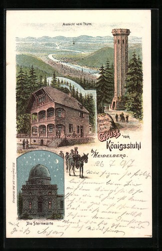 Litografia heidelberg torre - litografia, heidelberg,