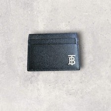 Burberry Grainy Leather TB astuccio per carte tono nero/argento