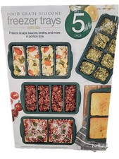 Vassoi Congelatore in Silicone per Alimenti con Coperchi, 5 CONFEZIONI Porzioni Assortite Misure