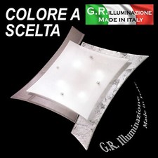 PLAFONIERA MODERNA A LED 4 LUCI LAMPADA DA SOFFITTO IN VETRO BAGNO SALOTTO Duomo