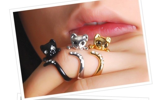 Anneau bague petit chat - petit,