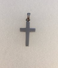 Croce liscia oro bianco 9 ct