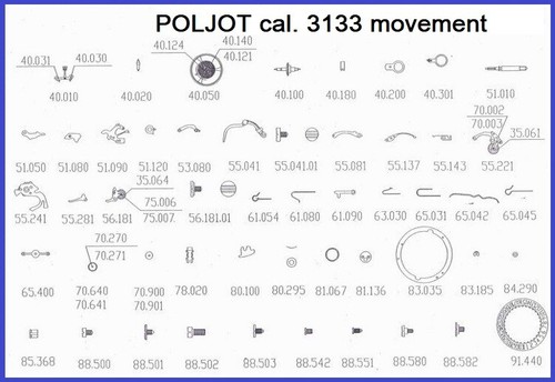 Poljot chronograph 3133 - 3133,, pezzi