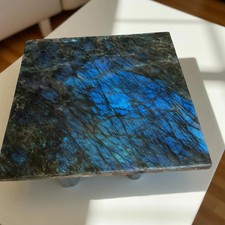 Tavolino Da Caffè In Labradorite Blu – Mobile In Pietra Preziosa Semi Lavorato