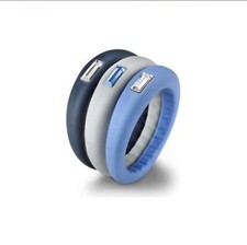 Anello HIP HOP 3 sui toni del blu/azzurro nuovo con brillante centrale PROMO