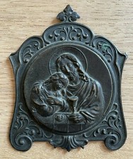 Antica Placca con Immagine Sacra di Gesù in ottone della I° metà del 900
