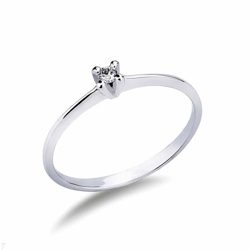 Anello solitario oro - oro, bianco