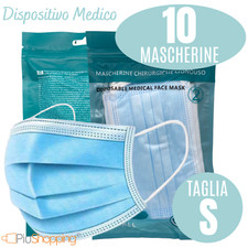 10 MASCHERINE CHIRURGICHE MASCHERINA MONOUSO FILTRANTI  IN TNT 3 STRATI Taglia S