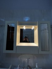 SPECCHIO DA BAGNO MOBILE PENSILE BIANCO SPECCHIERA 2 ANTE SPORTELLI