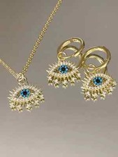 Parure donna colore oro orecchini e collana occhio portafortuna