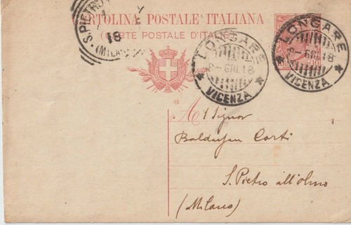 1918 intero postale longare - postale,
