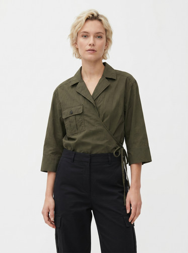 Top camicia ganni kaki - ganni,