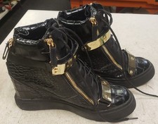 Giuseppe Zanotti COBY Sneakers alte in pelle - Nero con oro misura 6,5