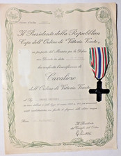 X240-DIPLOMA CON CROCE CAVALIERE DELL'ORDINE DI VITTORIO VENETO DATO X 1^WW 1969