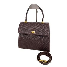 BALLY Borsa a mano in pelle trapuntata marrone con manico superiore vintage Made in Italy