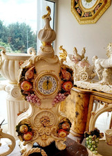 Orologio da Tavolo Orologi da Camino in Ceramica Capodimonte Grande con Frutta