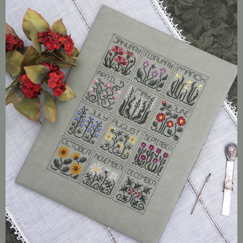 Year flowers cross stitch - a,