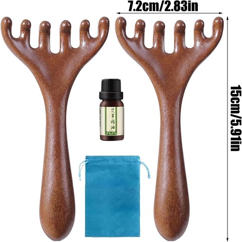 Wooden scalp massager head - wooden, 2x