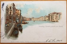 anno 1904 cartolina a colori viaggiata VENEDIG CANALE GRANDE AM RIALTO Venezia