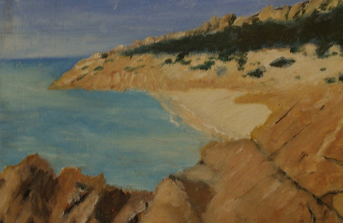 Marina scogliera olio cartone - ,