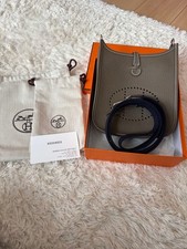 Borsa a mano Hermes Evelyn TPM Etoupe argento ferramenta borsa a tracolla in pelle