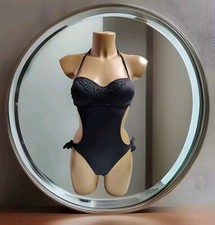 Trikini Tinta Unita a Fascia con Coppe,Colori Nero o Bluette, dalla 44 alla 48