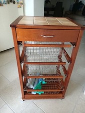  Carrello Salvaspazio con Cassetto - Noce Legno