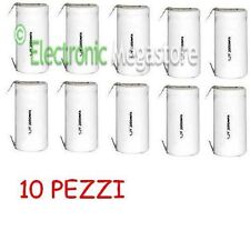 10pz BATTERIA RICARICABILE NI-CD SC 1,2V 2000mAh 22x42mm A SALDARE BC2046-10