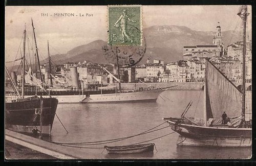 Cartolina mentone port - mentone,, le