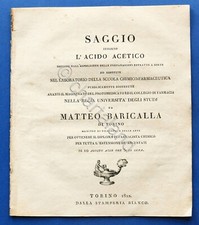 M. Baricalla - Saggio intorno l'acido acetico - ed. 1822