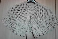 SCIALLE Mantella lana UNCINETTO  Fatto a mano Handmade - Lana Grigio Chiaro