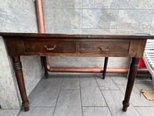 ANTICO TAVOLO LEGNO NOCE CASSETTO EPOCA '800 GAMBE TORNITE CON CASSETTI