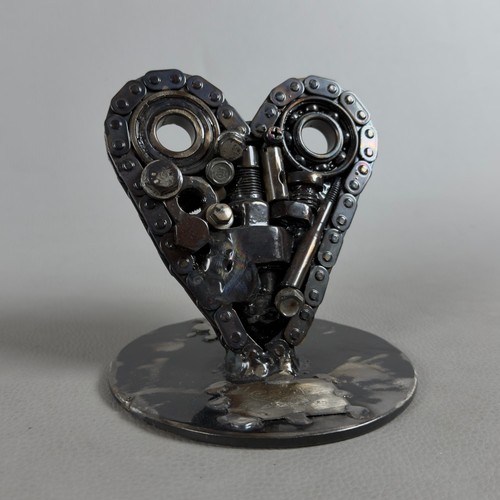 Scultura metallo cuore firmato - scultura,