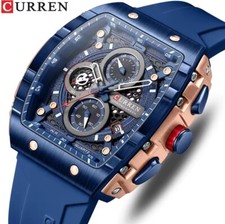 Orologio Da Polso Curren 8442 Uomo Analogico Quarzo Lusso Blu Cinturino Silicone