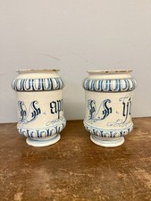 Antica coppia di vasi albarello da farmacia. Bassano XVIII sec, 20x14cm