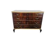 Comò in mogano e acero | Cassettiera anni '50 | Cassettone antico laccato