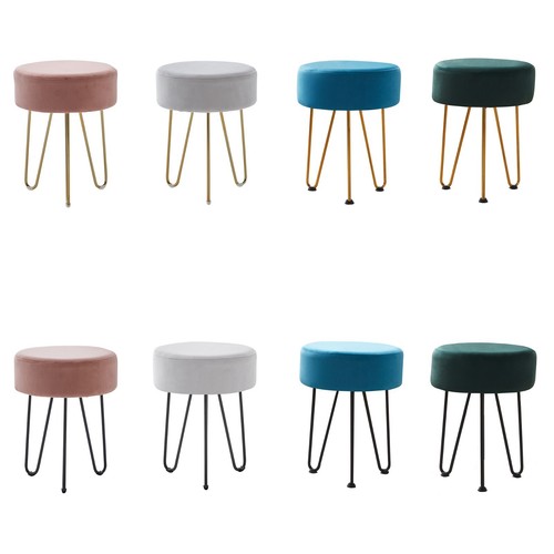 Velvet round dressing stool - velvet,