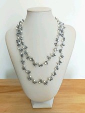 Collana uncinetto filo lurex, perle e cristalli argento