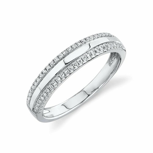 14k oro bianco diamante fedina - 14k,