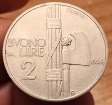 Moneta 2 Lire 1924 Fascio