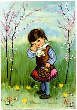 Cartolina 2476. Buona Pasqua. Bambina. Viaggiata