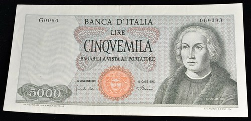 1968 italy 5000 lire banknote - lire,