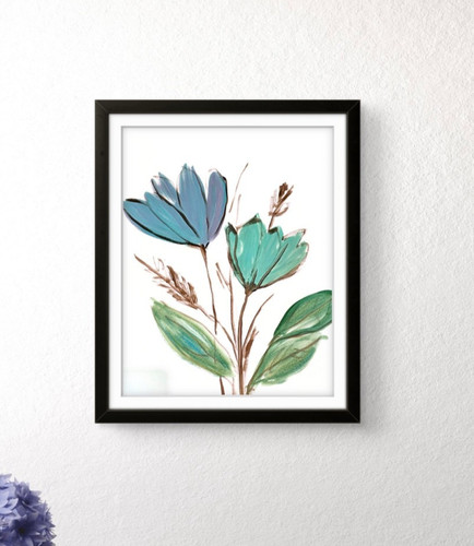 Minimal astratto teal fiori - fiori, e