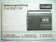 DEPLIANT E MANUALE D'USO RADIO REGISTRATORE PAGINO 310 GRAETZ -VINTAGE