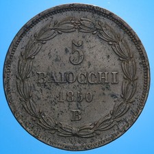 PIO IX 5 BAIOCCHI 1850 A. V