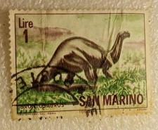 FRANCOBOLLO-SAN MARINO-DINOSAURO-1 LIRA-1965